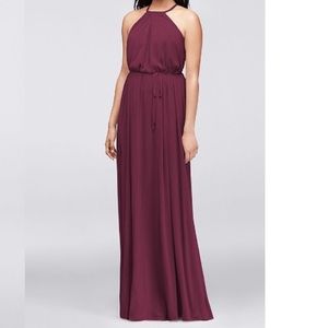 Soft mesh halter Bridesmaids dress